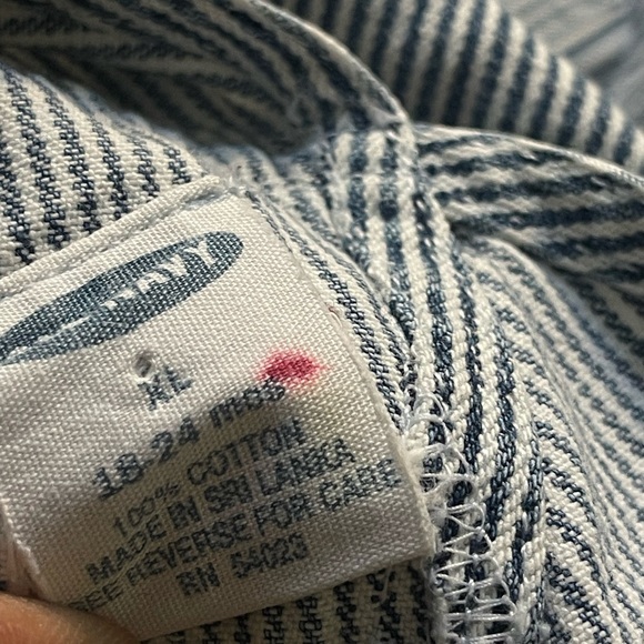 Y2K Old Navy 90s baby Hickory Stripe Romper Overalls 18-24 months Railroad Denim - Picture 4 of 6